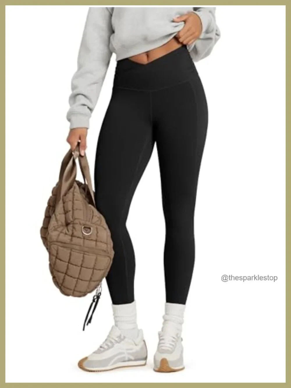 Cloud Feeling Gathered Cross Waist Leggings with Pockets 25
